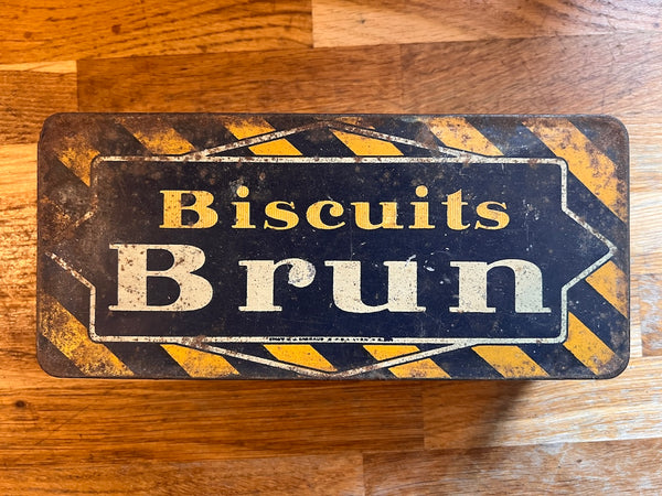 Boite métallique vintage Biscuits Brun