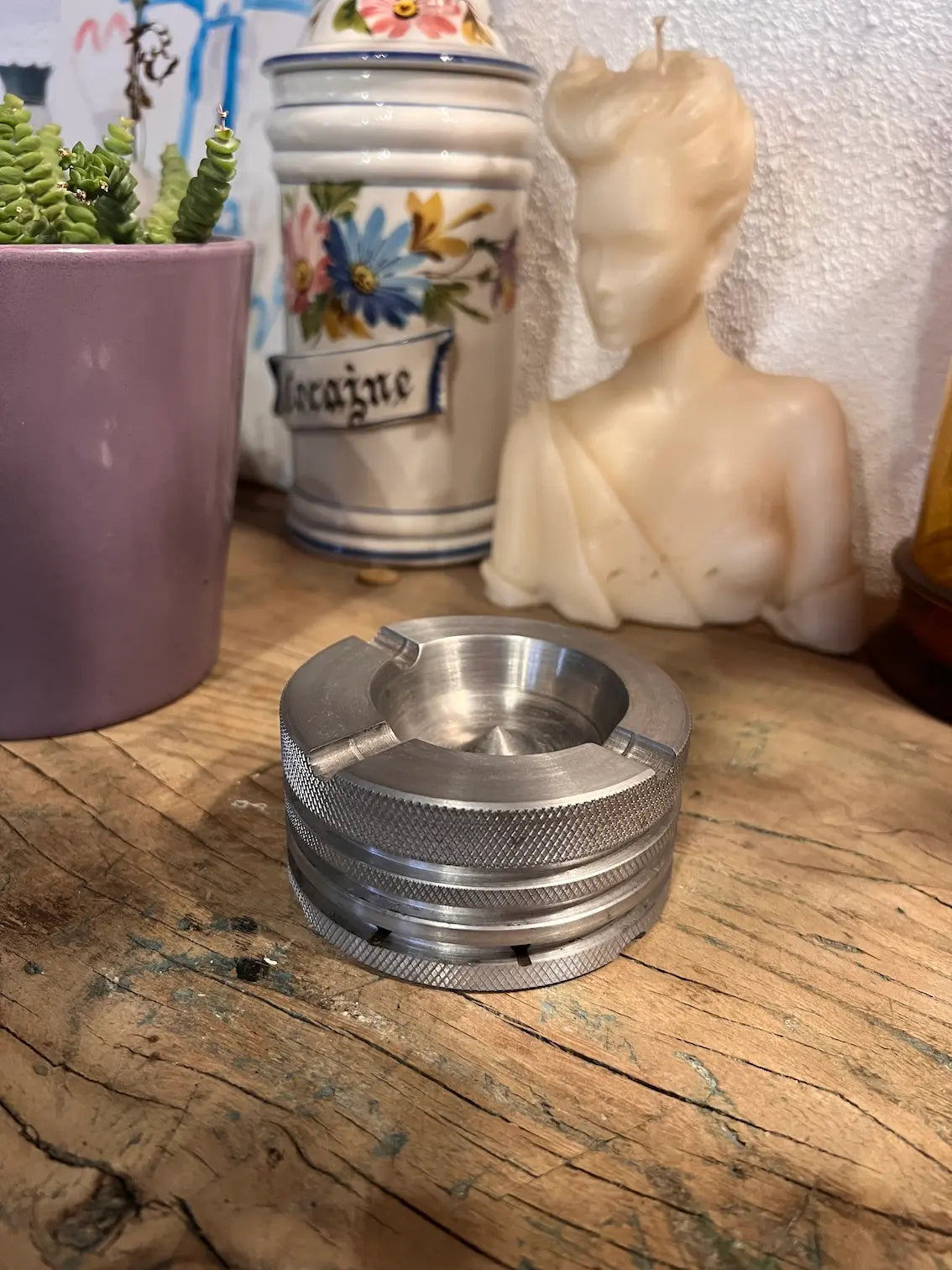 Cendrier vintage artisanal fait dans un piston moteur en aluminium usiné