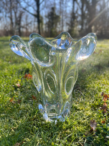 Grand vase en cristal de Vannes vintage dit Tête de girafe - 1950