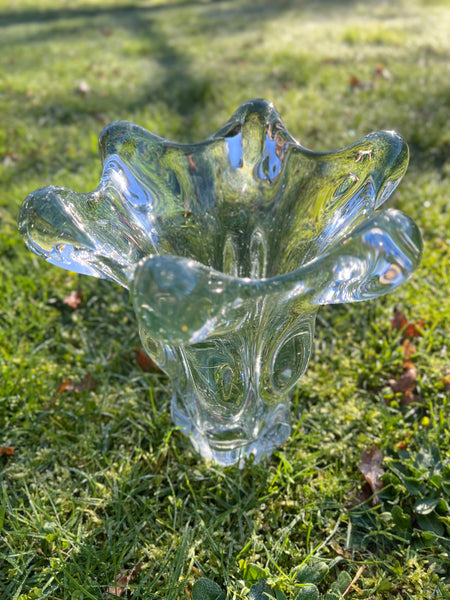 Grand vase en cristal de Vannes vintage dit Tête de girafe - 1950