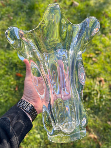 Grand vase en cristal de Vannes vintage dit Tête de girafe - 1950