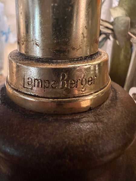 Lampe Berger vintage en grès marron complète