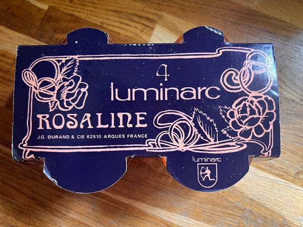 4 verres / timbales roses vintages Rosaline par Luminarc France - Années 70