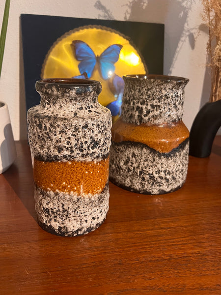 Duo de vases vintages en céramique Fat Lava - West Germany - Années 70