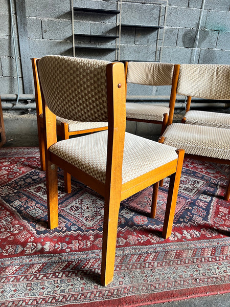 Lot de 5 chaises rares et vintages Baumann en bois et velours - Années 70