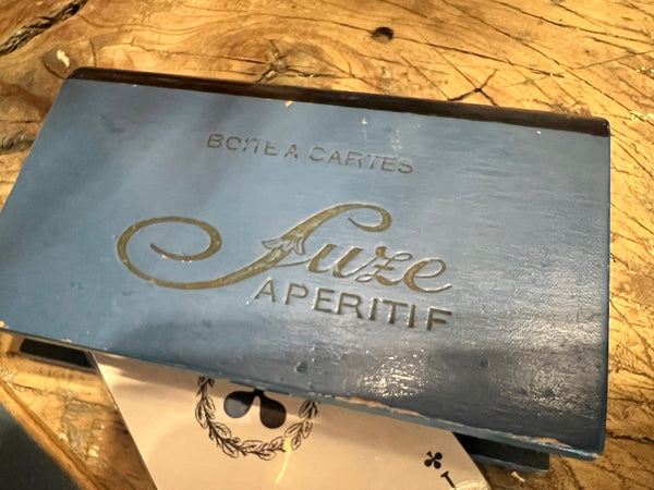 Boite à cartes vintage en bois Suze Apéritif