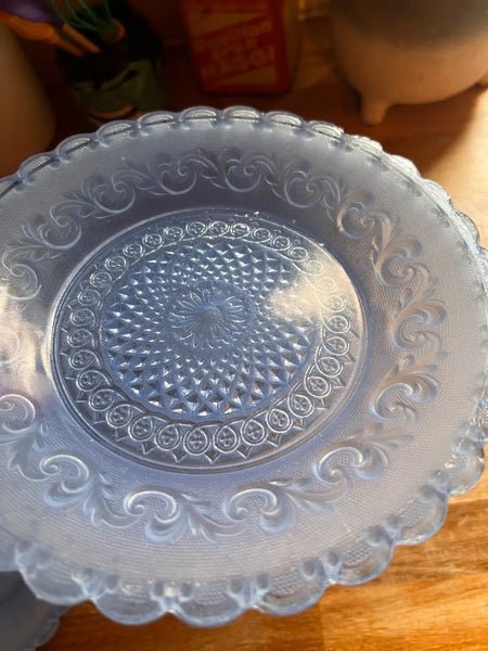 Lot de 5 assiettes vintages en verre opaque bleu