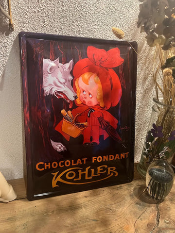 Plaque métallique publicitaire bombée Chocolat Kohler - Editions Clouet 40x30cm - 2016