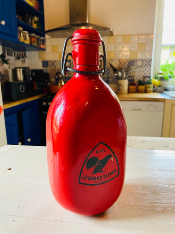 Gourde vintage Le Grand Tetras rouge 0,75L - Années 60