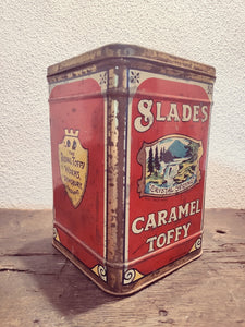 Grande boite ancienne en métal Slades Caramel Toffy - England - Le Sélectionneur - Brocante en ligne