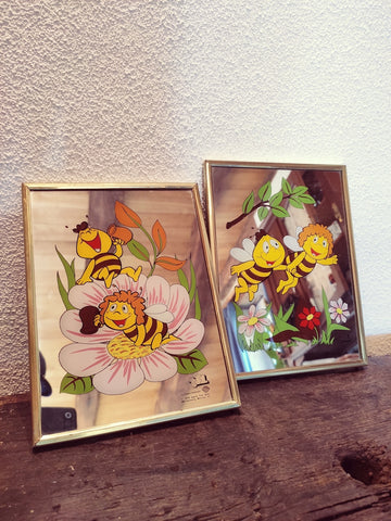 2 cadres miroirs Maya l'abeille - TF1 - 1978 - Le Sélectionneur - Brocante en ligne