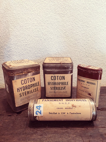 Lot de 4 boites anciennes de pansements et coton SNCF - Le Sélectionneur - Brocante en ligne