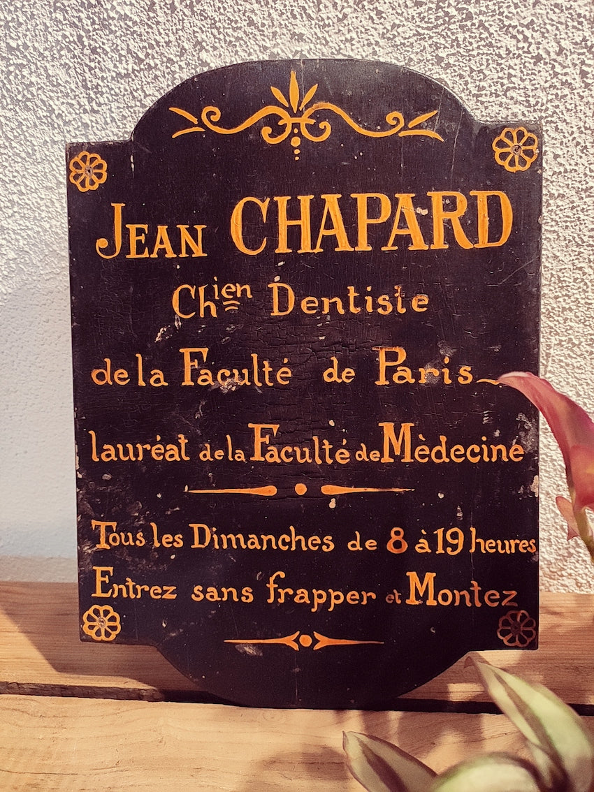 Plaque de chirurgien dentiste en bois - Années 40/50