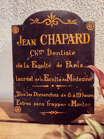 Plaque de chirurgien dentiste en bois - Années 40/50