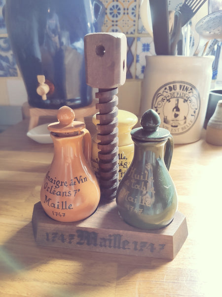 Service Maille vintage pour huile, vinaigre et moutarde - années 80