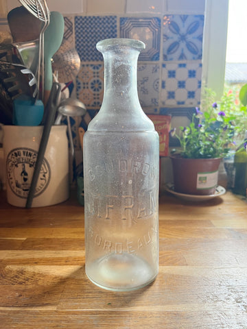 Carafe vintage Goudron Jifran Bordeaux en verre soufflé - Années 30/40