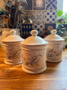 3 pots de cuisine vintages en faïence anglaise Hornsea Season Pottery