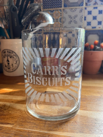 Pot de cuisine en verre vintage Carr's Biscuits - Made in England