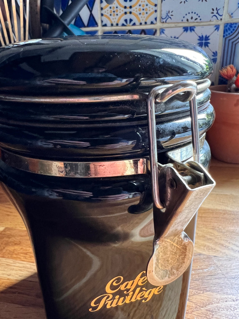 Boîte / pot à café moulu vintage en céramique Café Privilège – Le
