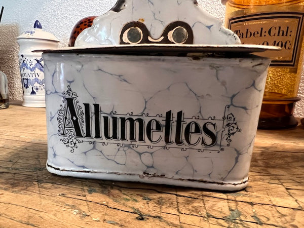 Boite à allumettes en tôle émaillée vintage