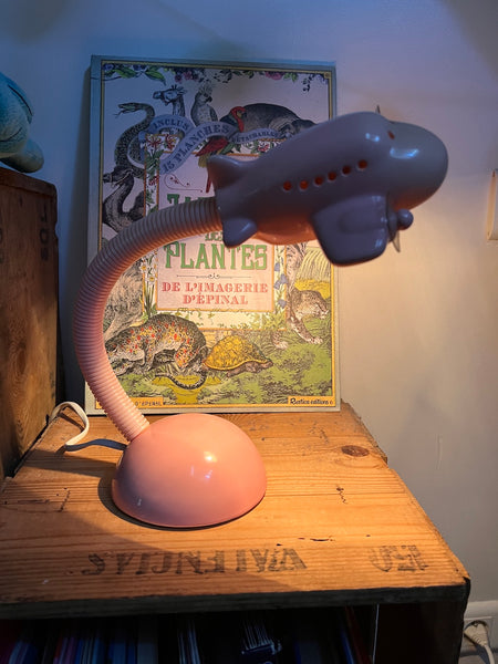 Lampe de chevet vintage avion en céramique rose poudré - France - années 80