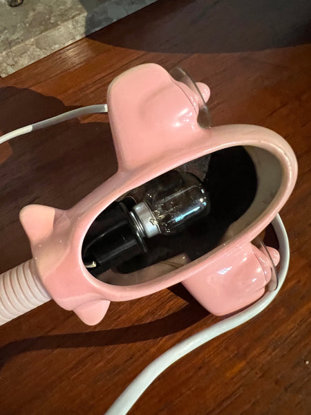 Lampe de chevet vintage avion en céramique rose poudré - France - années 80