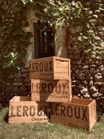 Caisse vintage en bois Chicorée Leroux - Années 50/60